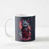 Mug Aquarelle cool Gris Ninja Chat Guerrier (Gauche)