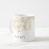 Mug Aquarelle Coquille Or Personnalisé Monogramme (Devant gauche)