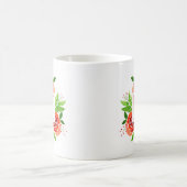 Mug Aquarelle Coral Roses Personnalisé Monogramme (Centre)