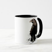 Mug Aquarelle Corbeau Oiseau Art animal (Devant droit)