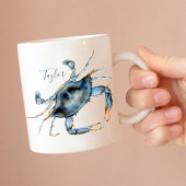 Mug Aquarelle côtière personnalisée Crabe bleu