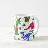 Mug Aquarelle couleur mignonne Motif Jungle Dinosaur (Devant droit)