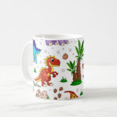 Mug Aquarelle couleur mignonne Motif Jungle Dinosaur (Devant gauche)