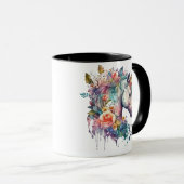 Mug Aquarelle couleur violet magique florale Unicorne (Devant droit)