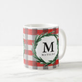 Mug Aquarelle couronne et chèque de noël initial (Devant droit)