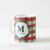 Mug Aquarelle couronne et chèque de noël initial (Devant gauche)