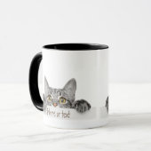 Mug Aquarelle Cuire Gris Tabby Chat Pet Personnalisé (Devant gauche)