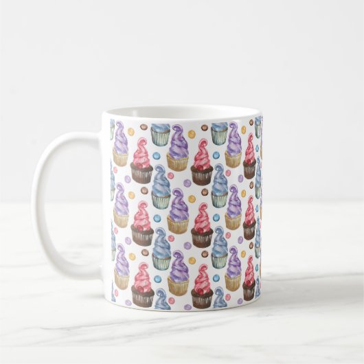 Mug Aquarelle cupcakes colorés (Gauche)