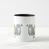 Mug Aquarelle Cute Chanter Meowing Chats Nom personnal (Centre)