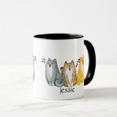 Mug Aquarelle Cute Chanter Meowing Chats Nom personnal (Devant droit)