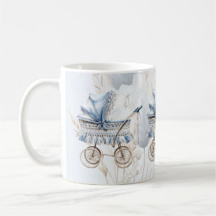 Mug Aquarelle Cute Classic Poussette Bleu Floral