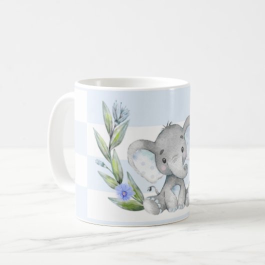 Mug Aquarelle Cute Elephant Vert (Devant gauche)