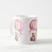 Mug Aquarelle Cute Rose Teddy Bear Hot Air Balloon (Devant gauche)
