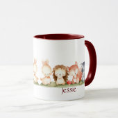 Mug Aquarelle Cute Woodland Animal Art Nom personnalis (Devant droit)
