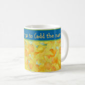 Mug Aquarelle Daffodique doré avec Bande Bleue (Devant droit)