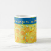 Mug Aquarelle Daffodique doré avec Bande Bleue (Centre)