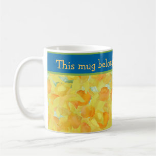 Mug Aquarelle Daffodique doré avec Bande Bleue