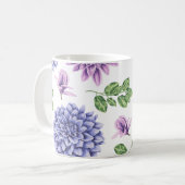 Mug Aquarelle Dahlias bleu pourpre (Devant gauche)