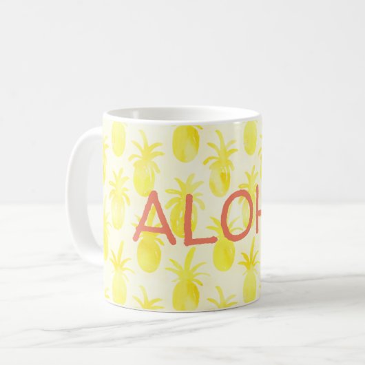 Mug Aquarelle d'ananas jaune (Devant gauche)