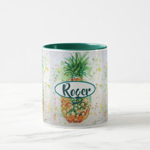 Mug Aquarelle d'ananas Vert citron vert