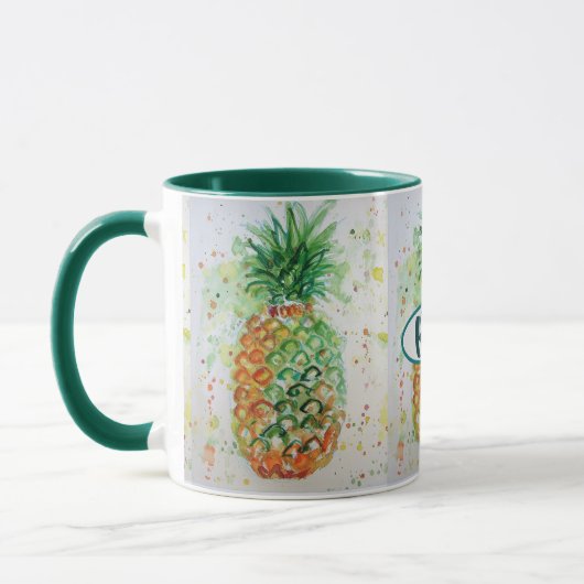 Mug Aquarelle d'ananas Vert citron vert (Gauche)