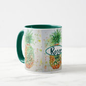 Mug Aquarelle d'ananas Vert citron vert (Devant gauche)