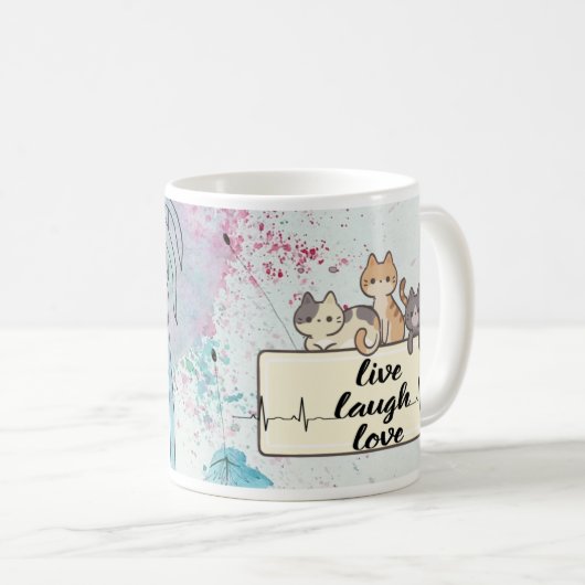 Mug Aquarelle Dandelion Chat - Whimsical Floral Art (Devant droit)