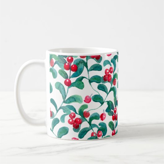Mug Aquarelle de baies sauvages, motif sans soudure. (Gauche)