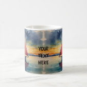 Mug Aquarelle de bateau sur la peinture de mer goutte (Centre)