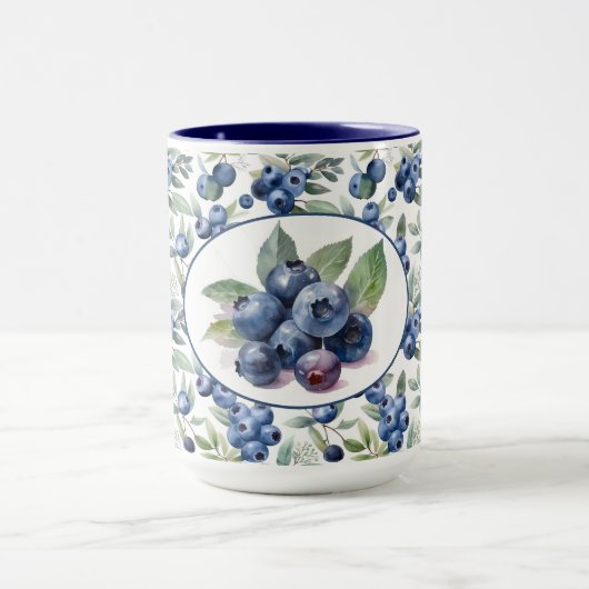 Mug Aquarelle de bleuets mignons (Centre)