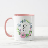Mug Aquarelle de Boho florale et monogramme du (Gauche)