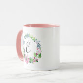 Mug Aquarelle de Boho florale et monogramme du (Devant gauche)