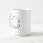 Mug Aquarelle de Boho florale et monogramme du (Devant gauche)