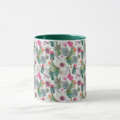 Mug Aquarelle de bois exotique Cactus et Motif succule (Centre)