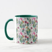 Mug Aquarelle de bois exotique Cactus et Motif succule (Gauche)