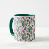 Mug Aquarelle de bois exotique Cactus et Motif succule (Devant gauche)