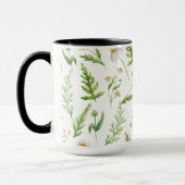 Mug Aquarelle de bois Fleur sauvage vert et fougères (Gauche)