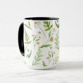 Mug Aquarelle de bois Fleur sauvage vert et fougères (Devant gauche)