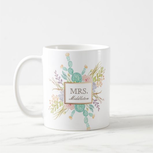 Mug Aquarelle de bouquet Succulente | Musique personna (Gauche)
