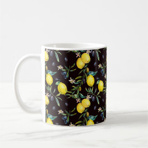 Mug Aquarelle de branches de citron et d'olivier, patt