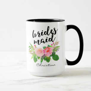 Mug Aquarelle de Bridesmaid Floral Personnalisé