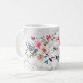 Mug Aquarelle de Bridesmaid Marbre de fleurs de printe (Devant gauche)