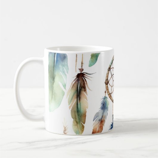 Mug Aquarelle de capture de rêve vert (Gauche)