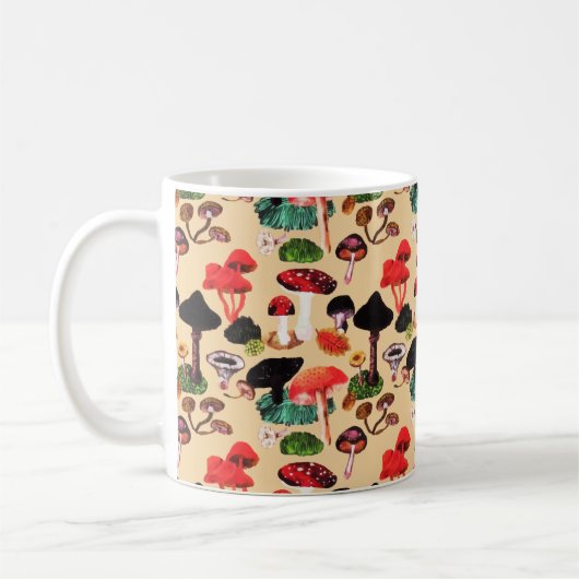 Mug Aquarelle de champignon d'automne rétro (Gauche)