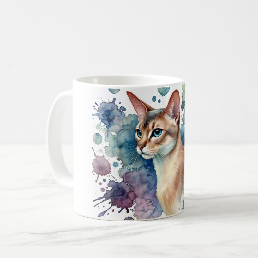 Mug Aquarelle de chat abyssinian Fawn (Devant gauche)