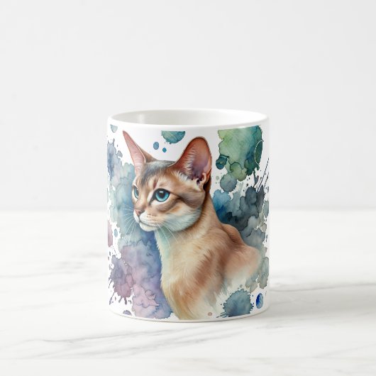 Mug Aquarelle de chat abyssinian Fawn (Centre)