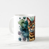 Mug Aquarelle de chat Bengale d'or (Devant gauche)