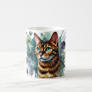 Mug Aquarelle de chat Bengale d'or