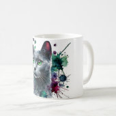 Mug Aquarelle de chat bleu russe (Devant droit)