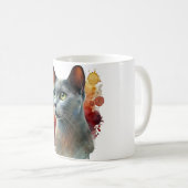 Mug Aquarelle de chat bleu russe (Devant droit)
